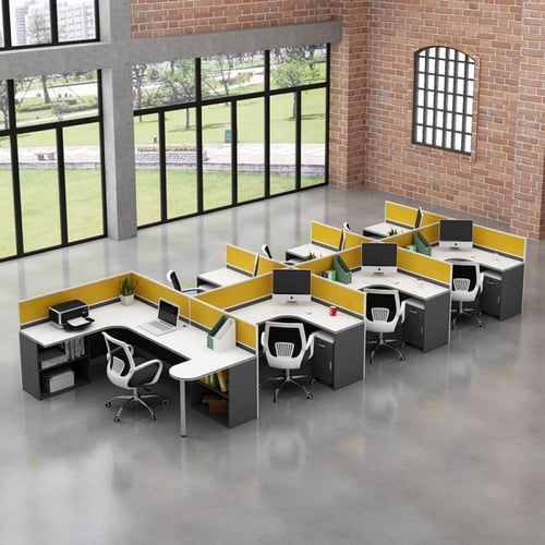 مكاتب موظفين باللون الاصفر