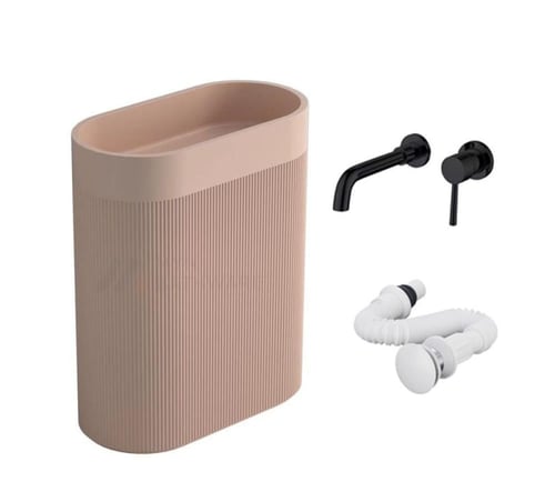 حوض غسيل صغير بلون كريمي بسيط