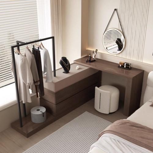 وحدة تسريحة ورف معاطف خشبية متعددة الوظائف بتصميم...