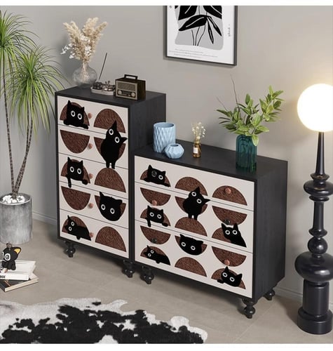 خزانة جانبية ثلاثية الأدراج – تصميم عصري على شكل ق...