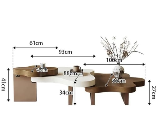طاولة قهوة ثلاثية إيطالية على شكل سحابة