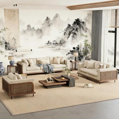 أريكة خشب مع مقاعد واسعة