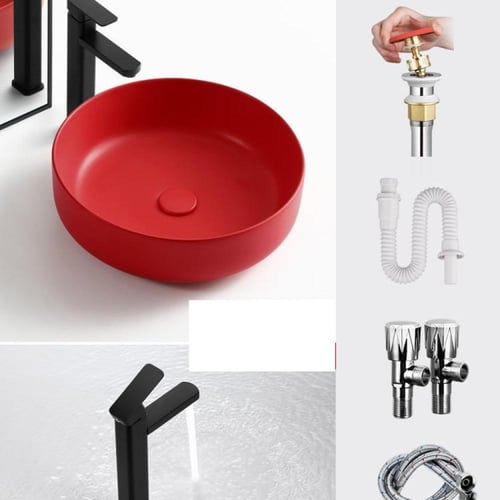 حوض غسيل فني – أحمر بأشكال متعددة