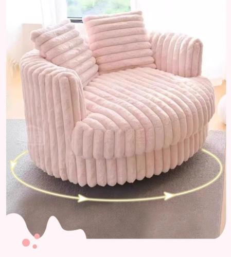 ريكة مفردة دوارة 360° من قماش الكوردروي الكريمي