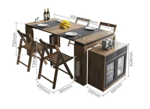 طاولة طعام قابلة للطي والتمدد بدون كراسي