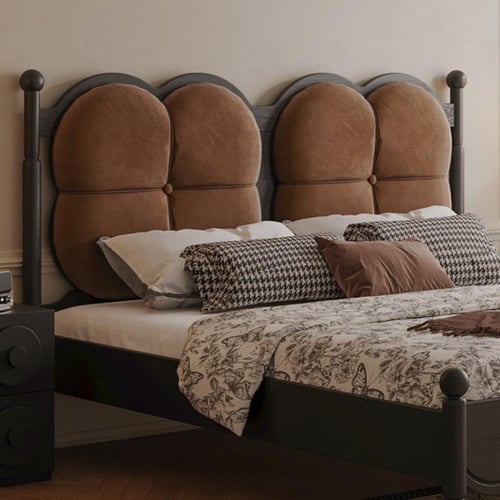 سرير مزدوج فرنسي عتيق بظهر مرتفع