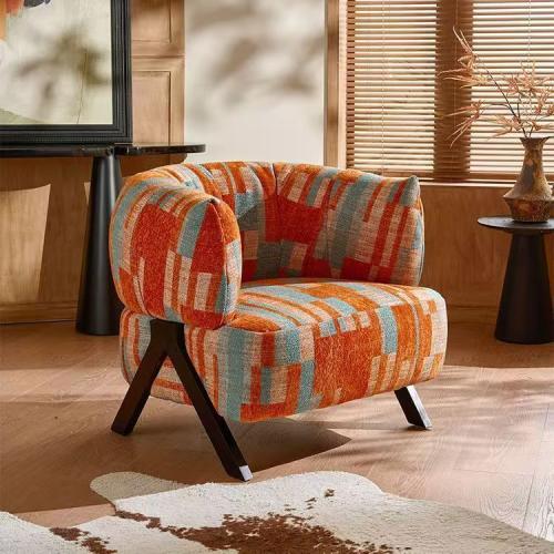 كرسي استرخاء بوهيمي عصري من الكتان المخملي ثلاثي ا...