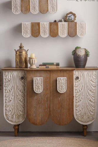 خزانة مدخل مزخرفة من الخشب الصلب – طراز فرنسي كلاس...