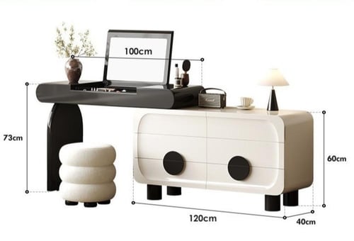 طاولة تزيين عصرية بتصميم باندا مع مرآة قابلة للطي