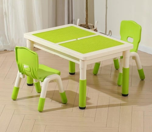 طاولة مكعبات بناء متعددة الوظائف للأطفال – مع كراس...