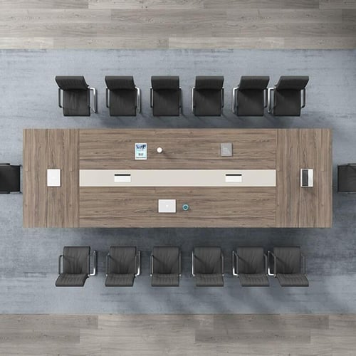 طاولة اجتماعات مع كراسي جلد بتصميم كلاسيكي