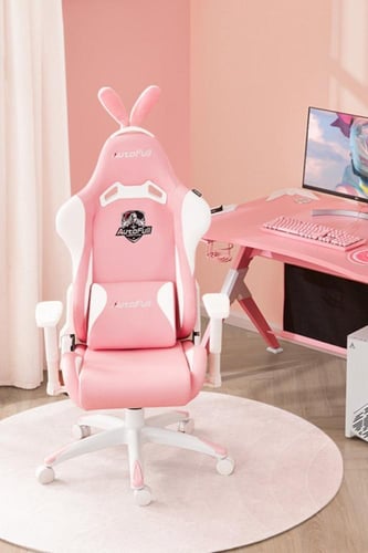 كرسي العاب لون زهري مع اذن الارنب اللطيف