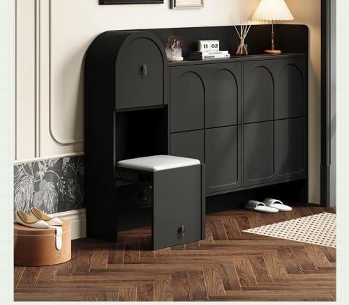 خزانة أحذية عملية بتصميم أنيق مع مقعد