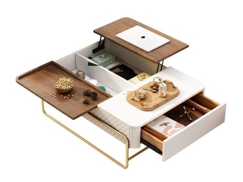 طاولة قهوة عصرية متعددة الوظائف مع تخزين ذكي