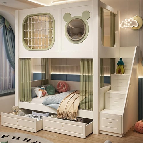 سرير أطفال بطابقين بتصميم كبسولة فضائية