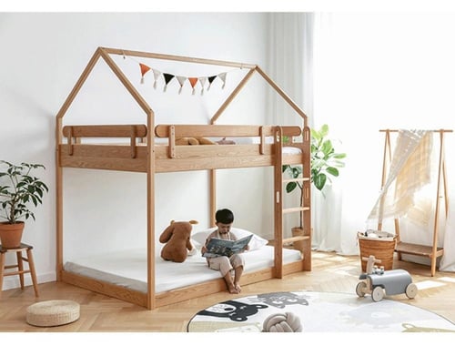 سرير بطابقين من خشب الكرز