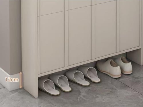 خزانة أحذية رفيعة مع مرآة كاملة الطول ورف معاطف