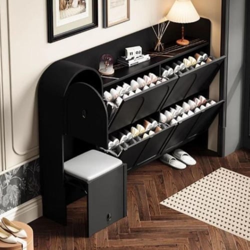 خزانة أحذية عملية بتصميم أنيق مع مقعد