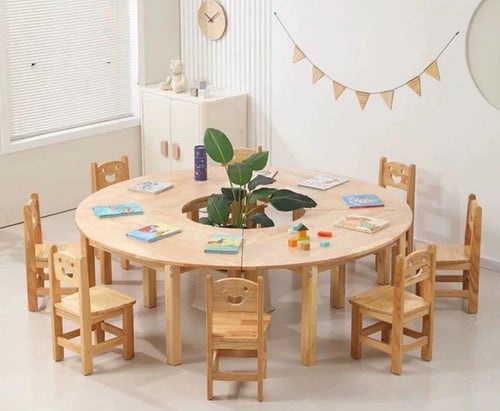 فصل دراسي متكامل – طاولات وكراسي خشبية لرياض الأطف...
