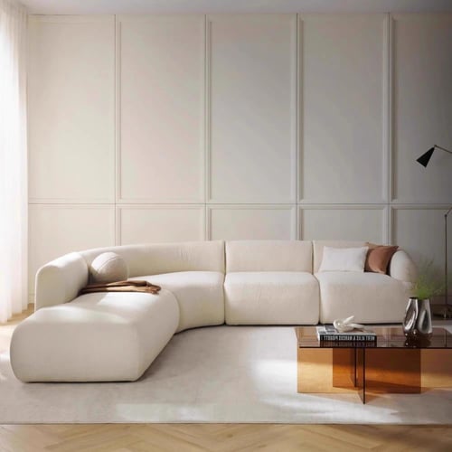 الأريكة القماشية ذات الطراز الفرنسي الكريمي