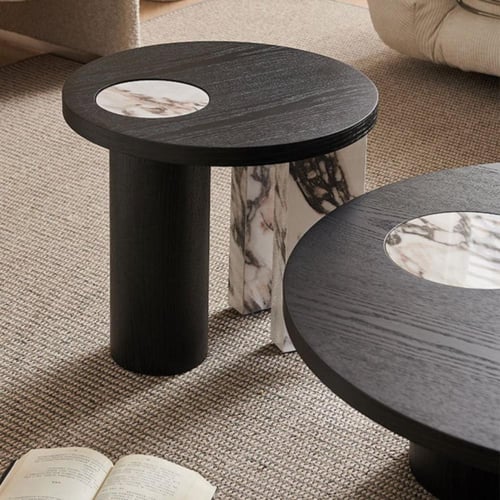 طقم طاولات قهوة دائرية إيطالية (قطعتان)