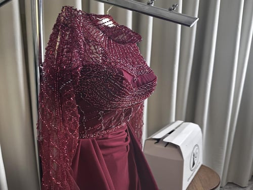 فستان سهره كريب فخااامه كريب شك يدوي بلور خرز