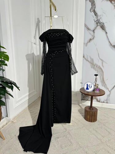 فستان كريب اسود