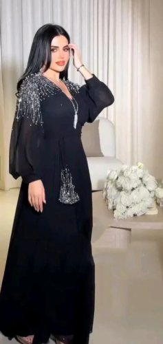 منى. الخامه شيفون شك يدوي بلور على خرز