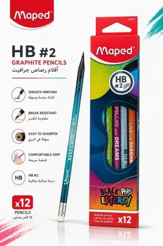 مراسم جرافيت HB#2 مثلث ملون بممحاه Maped BlackPeps...
