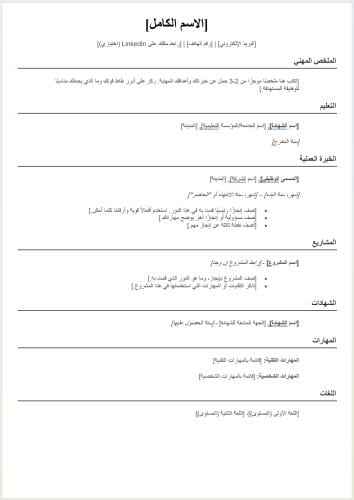 قالب سيرة ذاتية احترافي بصيغة Word - باللغة العربي...