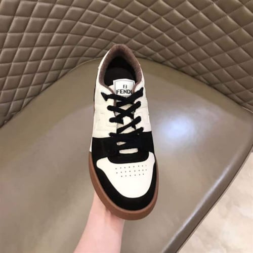 Fendi Match Low-Top Sneakers In White Suede