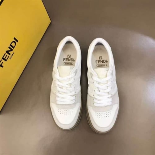 Fendi Match Low-Top Sneakers In White Suede