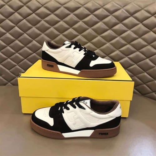 Fendi Match Low-Top Sneakers In White Suede