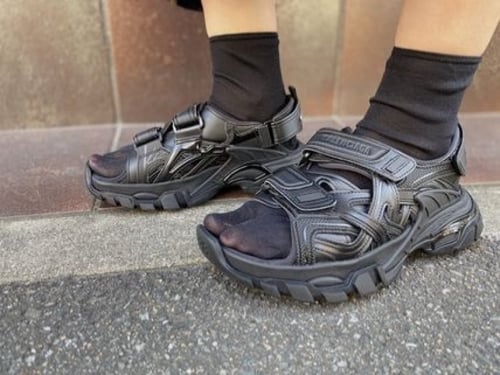 Balenciaga track logo sandals Black