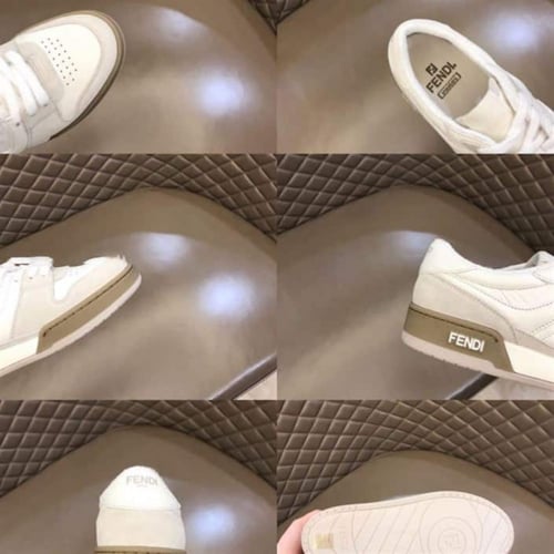 Fendi Match Low-Top Sneakers In White Suede
