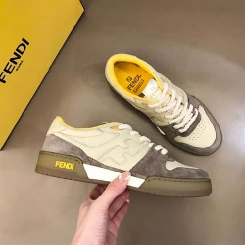 Fendi Match Beige Suede Low-Top Sneakers