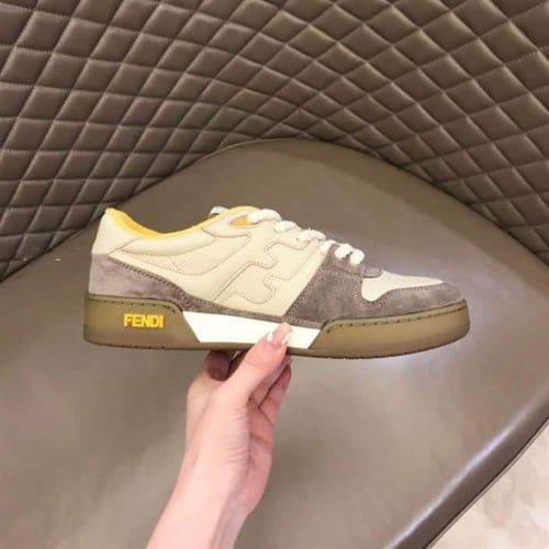 Fendi Match Beige Suede Low-Top Sneakers