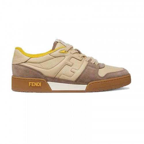 Fendi Match Beige Suede Low-Top Sneakers