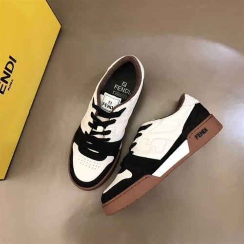 Fendi Match Low-Top Sneakers In White Suede