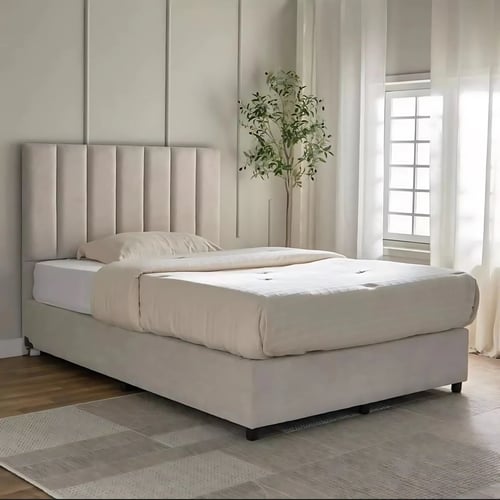 سرير خشب ملبس بقماش مخمل عالي الجودة