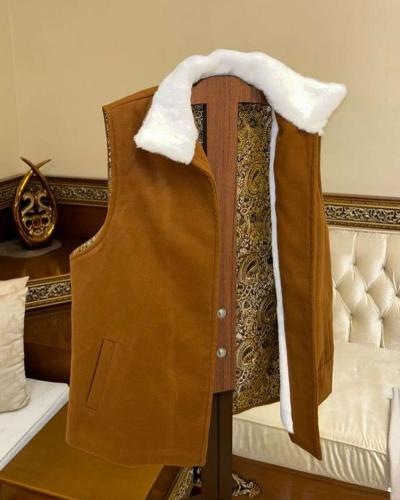 سديري صوف فرو رجالي لون جملي