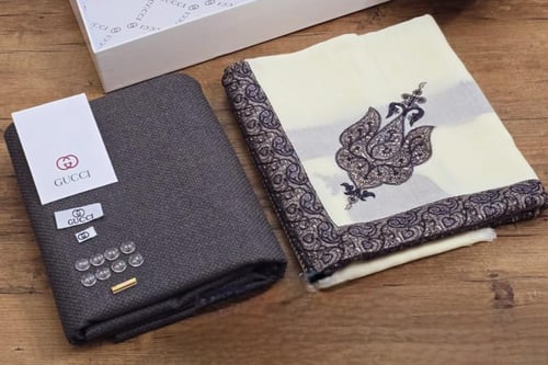 تنسيق شتويه شماغ كشميري مع قماش ثوب مع التغليف وتن...