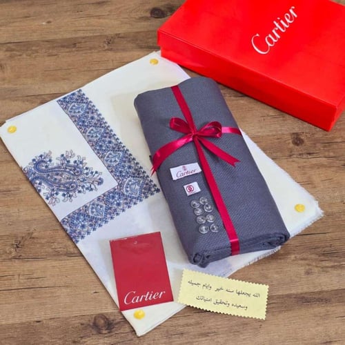 هدايا رجاليه قماش ثوب رجالي مع شماغ كشميري مطرز