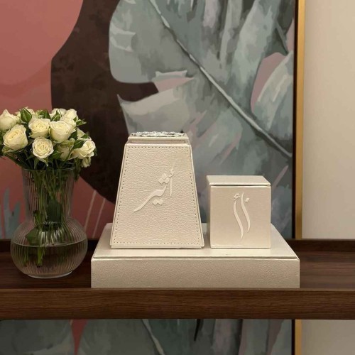 مباخر جلد بالاسم - اطقم مبخره جلد