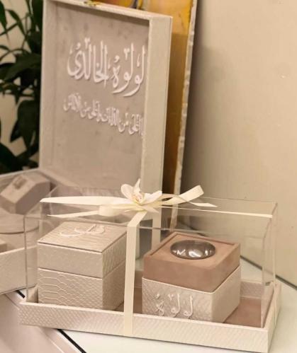 طقم مبخرة جلد بالاسماء مباخر جلد