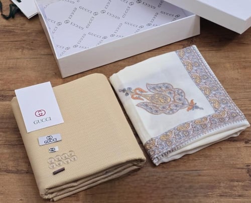 تنسيق شتويه شماغ كشميري مع قماش ثوب مع التغليف وتن...