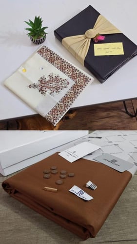 هدايا رجاليه شماغ كشميري رجالي مع قماش ثوب رجالي