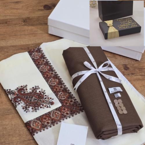 هدايا رجاليه قماش ثوب رجالي مع شماغ كشميري مطرز