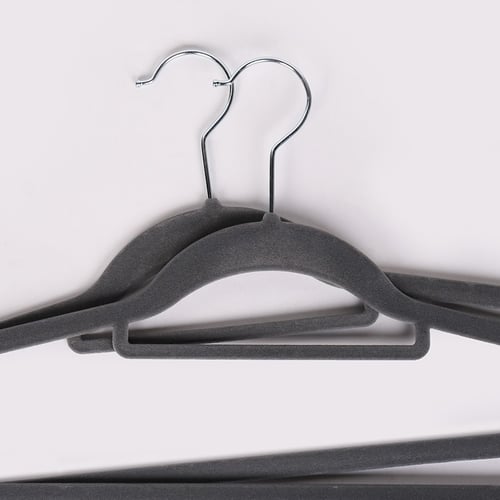 علاقة ملابس مخمل رصاصي (12حبه)