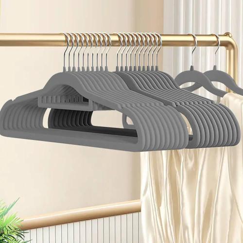 علاقة ملابس مخمل رصاصي (12حبه)